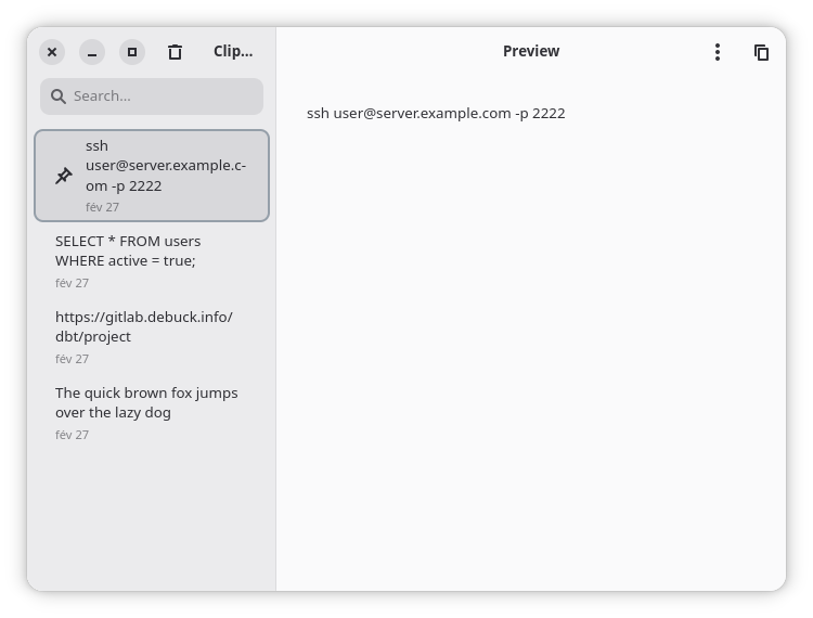 Presse-Papiers screenshot